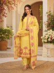 NEW ARRIVAL COTTON JACQUARD WORK TOP BOTTOM WITH DUPATTA YELLOW