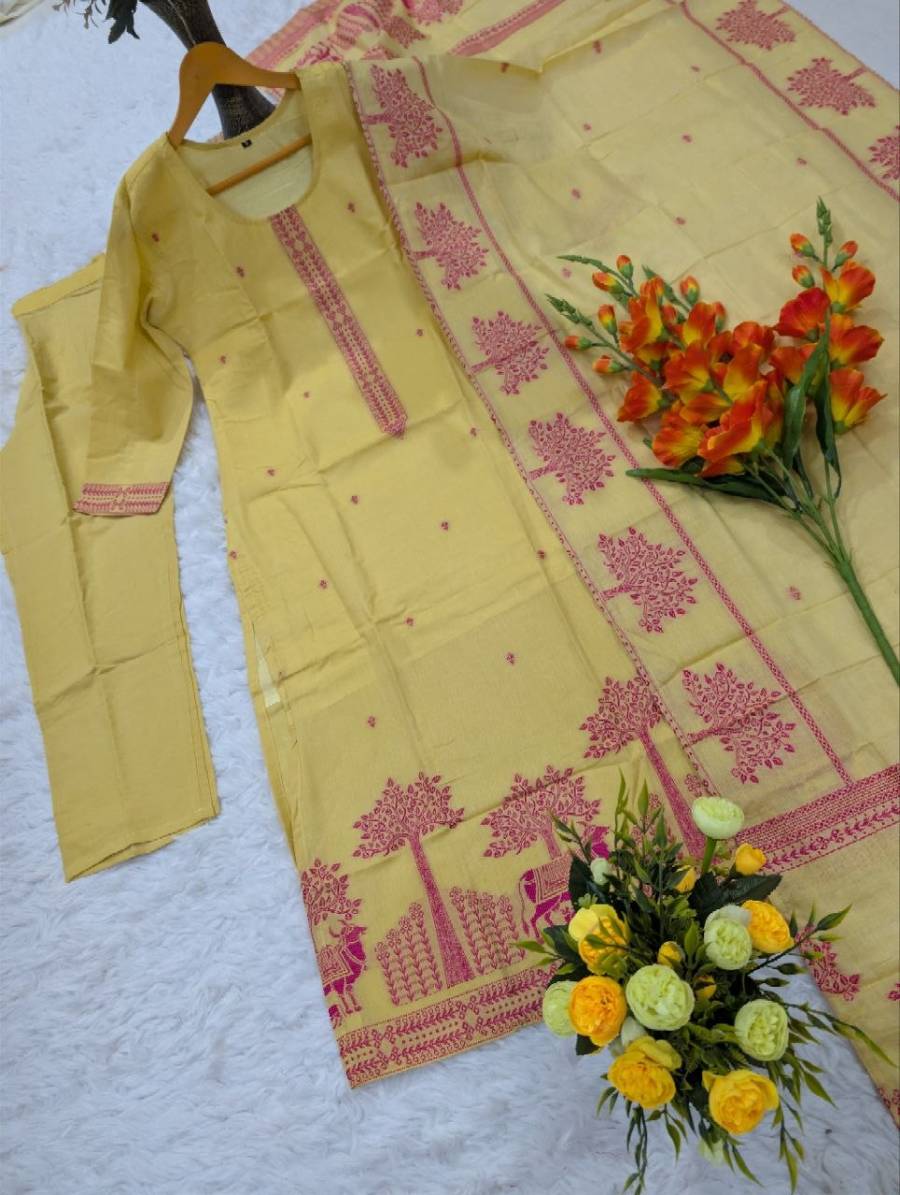 NEW ARRIVAL COTTON JACQUARD WORK TOP BOTTOM WITH DUPATTA OFFICE WEAR WHOLESALE PRICE ETHNIC GARMENT (9)