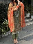 NEW ARRIVAL COTTON PRINT WITH EMBROIDERY SEQUENCE WORK TOP BOTTOM WITH DUPATTA MEHNDI