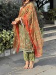 NEW ARRIVAL COTTON PRINT WITH EMBROIDERY SEQUENCE WORK TOP BOTTOM WITH DUPATTA CASUAL WEAR WHOLESALE PRICE ETHNIC GARMENT (3)