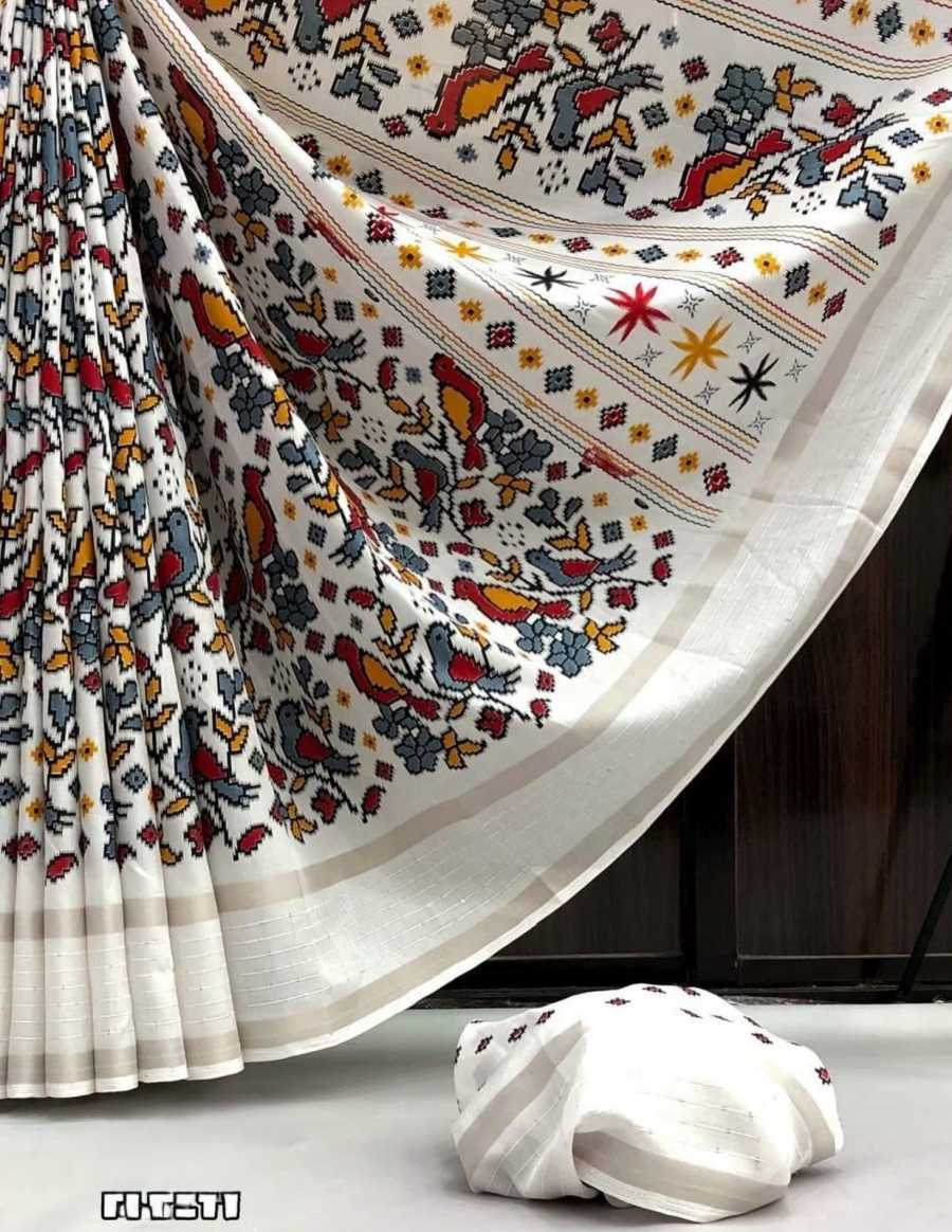 NEW ARRIVAL DOLA SILK ZARI WEAVING AND SEQUENCE WORK BORDER KALAMKARI PRINT WORK SAREE WITH UNSTITCHED BLOUSE FESTIVE WEAR WHOLESALE PRICE ETHNIC GARMENT (1)
