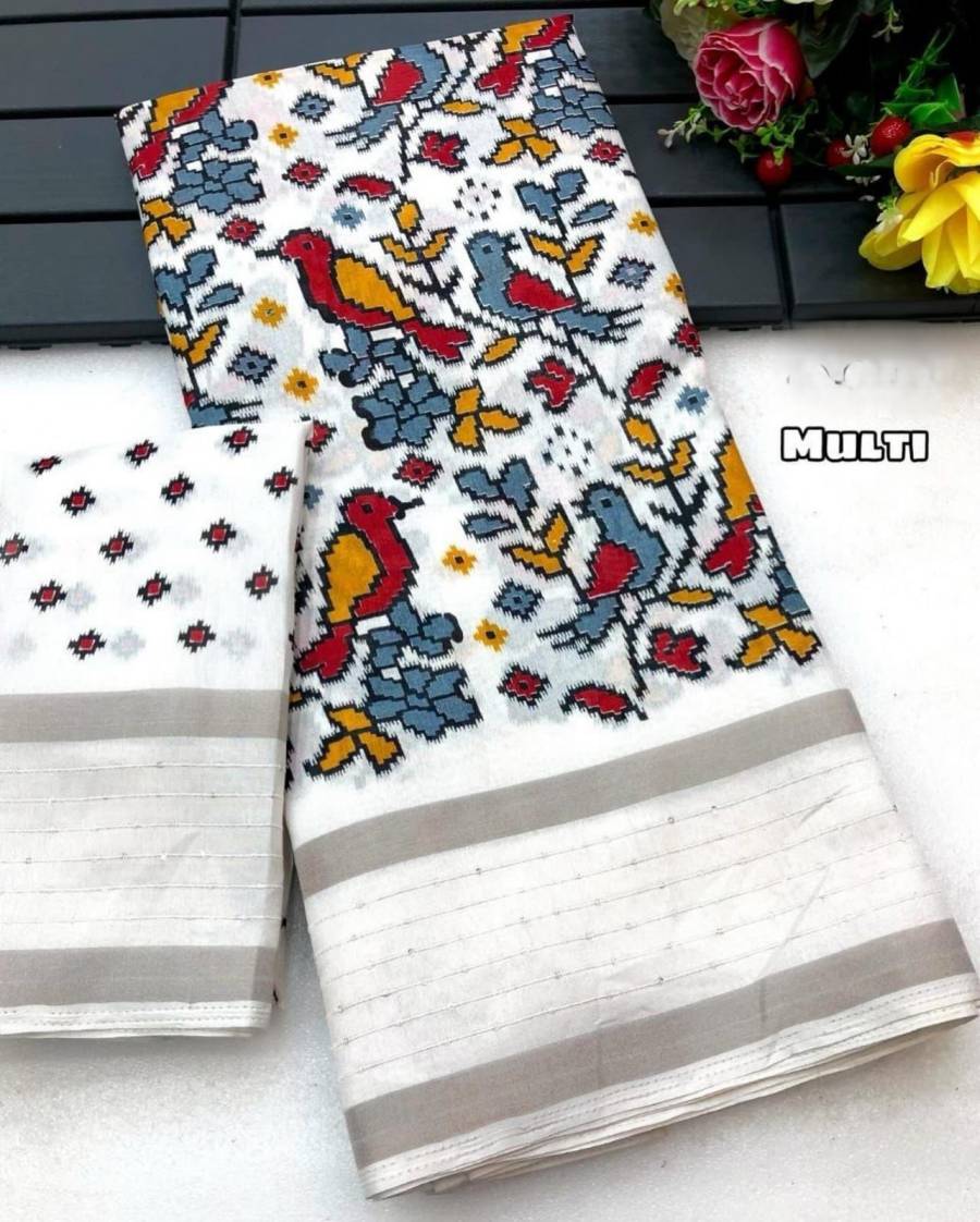 NEW ARRIVAL DOLA SILK ZARI WEAVING AND SEQUENCE WORK BORDER KALAMKARI PRINT WORK SAREE WITH UNSTITCHED BLOUSE FESTIVE WEAR WHOLESALE PRICE ETHNIC GARMENT (2)