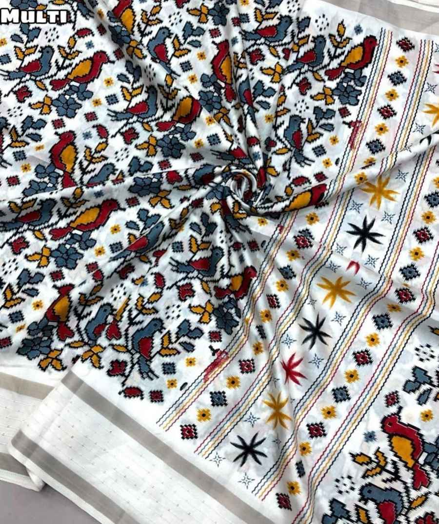 NEW ARRIVAL DOLA SILK ZARI WEAVING AND SEQUENCE WORK BORDER KALAMKARI PRINT WORK SAREE WITH UNSTITCHED BLOUSE FESTIVE WEAR WHOLESALE PRICE ETHNIC GARMENT (3)