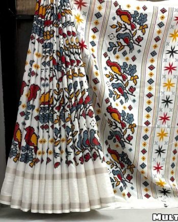 NEW ARRIVAL DOLA SILK ZARI WEAVING AND SEQUENCE WORK BORDER KALAMKARI PRINT WORK SAREE WITH UNSTITCHED BLOUSE MULTI