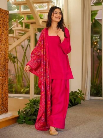 NEW ARRIVAL FRENCH CREPE PLAIN TOP PATIYALA WITH DUPATTA RANI