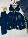 NEW ARRIVAL GEORGETTE SEQUENCE EMBROIDERY WORK GOWN BOTTOM WITH DUPATTA WEDDING WEAR WHOLESALE PRICE ETHNIC GARMENT (6)