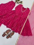 NEW ARRIVAL JACQUARD CHANDERI REAL MIRROR LACE WORK TOP PALAZZO WITH DUPATTA FESTIVE WEAR WHOLESALE PRICE ETHNIC GARMENT (15)