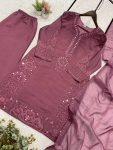 NEW ARRIVAL MUL CHANDERI HAND MIRROR WITH SEQUENCE EMBROIDERY AND CUTWORK TOP PALAZZO WITH DUPATTA FESTIVE WEAR WHOLESALE PRICE ETHNIC GARMENT (5)