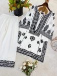 NEW ARRIVAL RAYON BUTTI SILK EMBROIDERY CHAIN STITCH WORK TOP PALAZZO SET CASUAL WEAR WHOLESALE PRICE ETHNIC GARMENT (6)