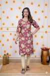 NEW ARRIVAL RAYON DIGITAL PRINT WORK ONLY KURTI PINK