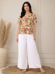 NEW ARRIVAL RAYON DIGITAL PRINT WORK TOP PALAZZO SET YELLOW AND WHITE