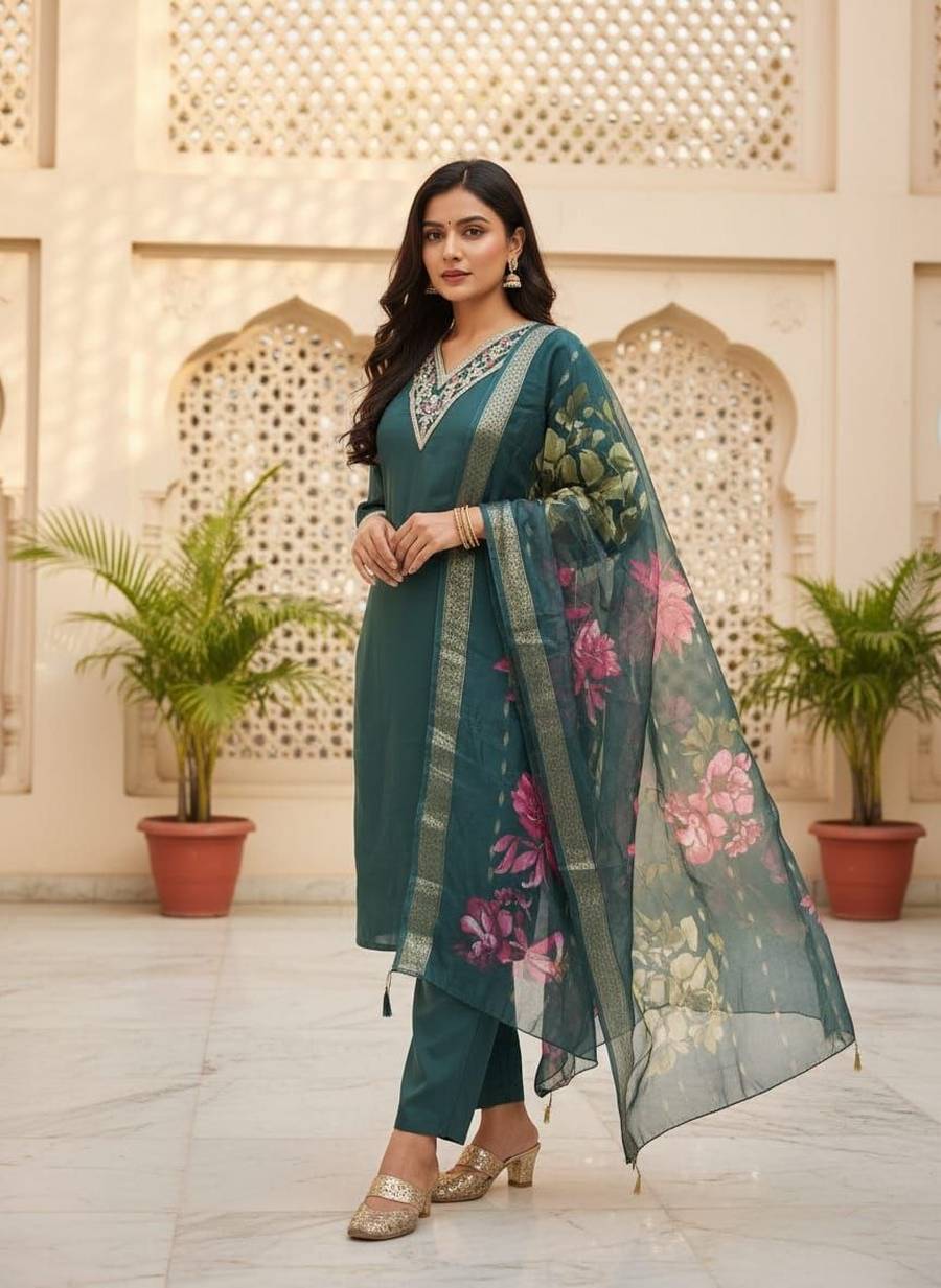 NEW ARRIVAL ROMAN SILK EMBROIDERY WORK TOP BOTTOM WITH DUPATTA FESTIVE WEAR WHOLESALE PRICE ETHNIC GARMENT (11)