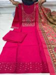 NEW ARRIVAL ROMAN SILK EMBROIDERY WORK TOP BOTTOM WITH DUPATTA FESTIVE WEAR WHOLESALE PRICE ETHNIC GARMENT (7)
