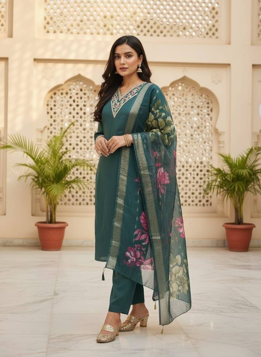 NEW ARRIVAL ROMAN SILK EMBROIDERY WORK TOP BOTTOM WITH DUPATTA FESTIVE WEAR WHOLESALE PRICE ETHNIC GARMENT (12)