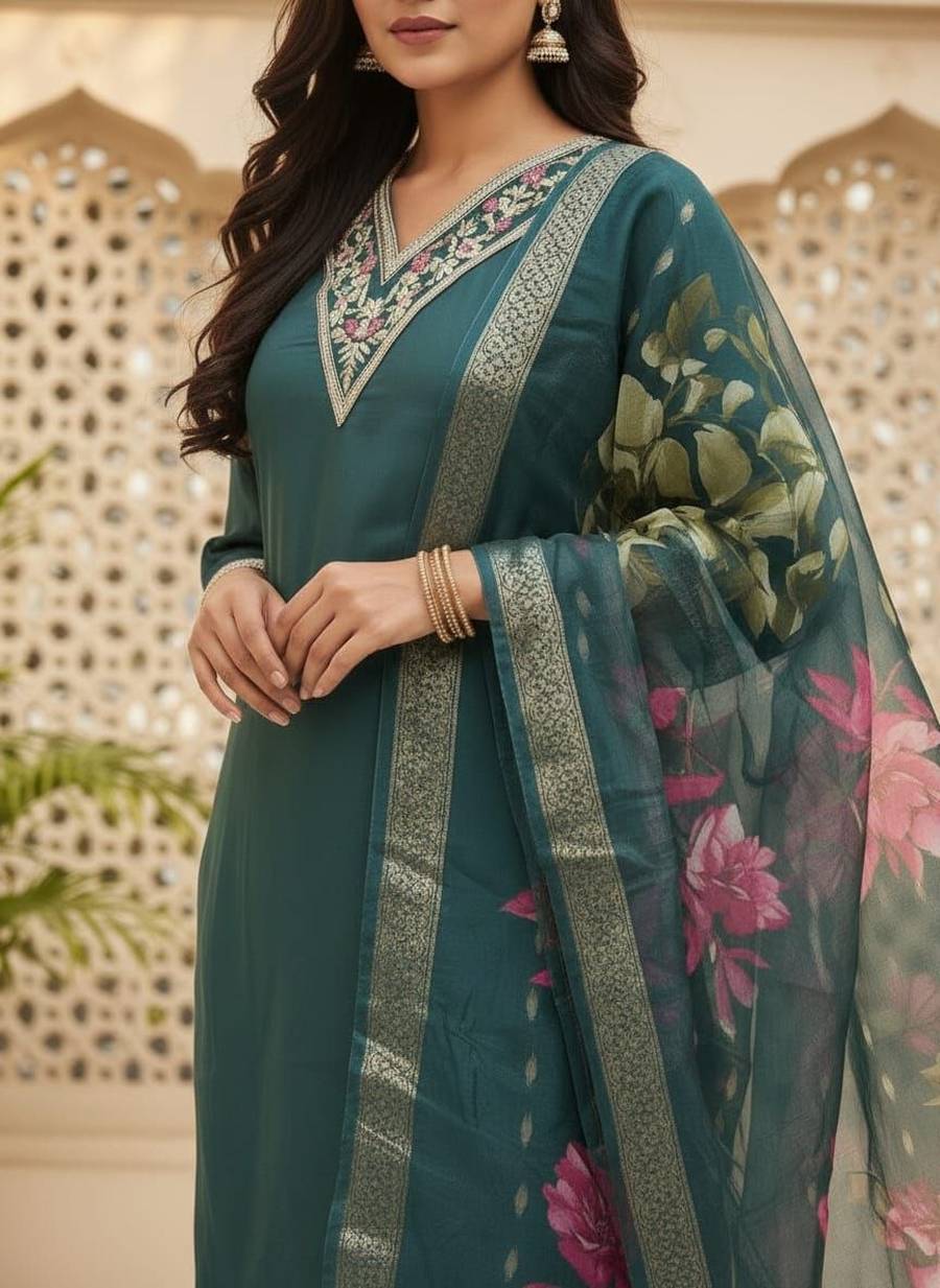 NEW ARRIVAL ROMAN SILK EMBROIDERY WORK TOP BOTTOM WITH DUPATTA FESTIVE WEAR WHOLESALE PRICE ETHNIC GARMENT (13)