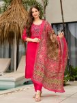 NEW ARRIVAL ROMAN SILK EMBROIDERY   WORK TOP BOTTOM WITH DUPATTA RANI