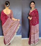 NEW ARRIVAL SATIN SILK PRINT WITH ORIGINAL MIRROR WORK WITH LACE WORK SAREE WITH UNSTITCHED BLOUSE PARTY WEAR WHOLESALE PRICE ETHNIC GARMENT (1)