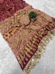 NEW ARRIVAL SATIN SILK PRINT WITH ORIGINAL MIRROR WORK WITH LACE WORK SAREE WITH UNSTITCHED BLOUSE PARTY WEAR WHOLESALE PRICE ETHNIC GARMENT (1)