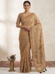 NEW ARRIVAL SHIMMER SILK DIGITAL PRINTED WITH AARI AND KHATLIWORK SAREE WITH UNSTITCHED BLOUSE WEDDING WEAR WHOLESALE PRICE ETHNIC GARMENT (2)