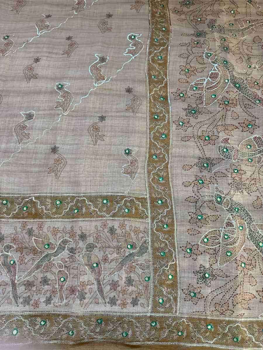 NEW ARRIVAL SHIMMER SILK DIGITAL PRINTED WITH AARI AND KHATLIWORK SAREE WITH UNSTITCHED BLOUSE WEDDING WEAR WHOLESALE PRICE ETHNIC GARMENT (8)