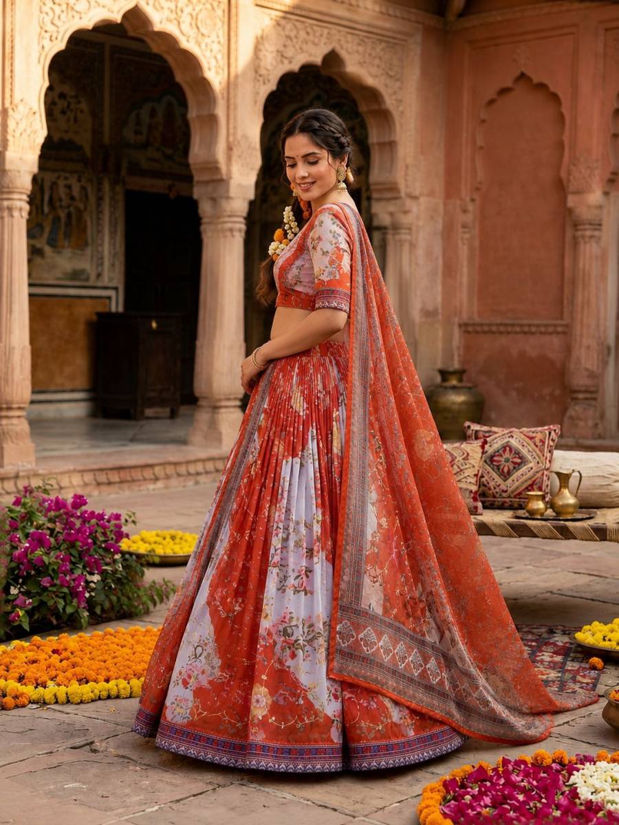NEW ARRIVAL TABBY SILK DIGITAL PRINTED WITH EMBROIDERY WORK LEHENGA CHOLI WITH DUPATTA FESTIVE WEAR WHOLESALE PRICE ETHNIC GARMENT (20)