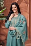 NEW ARRIVAL VICHITRA SILK EMBROIDERY, SEQUENCE & CODING WORK TOP BOTTOM WITH DUPATTA FESTIVE WEAR WHOLESALE PRICE ETHNIC GARMENT (8)