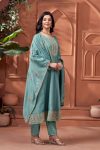 NEW ARRIVAL VICHITRA SILK EMBROIDERY, SEQUENCE & CODING WORK TOP BOTTOM WITH DUPATTA FESTIVE WEAR WHOLESALE PRICE ETHNIC GARMENT (8)