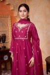 NEW ARRIVAL VICHITRA SILK EMBROIDERY, SEQUENCE & CODING WORK TOP BOTTOM WITH DUPATTA FESTIVE WEAR WHOLESALE PRICE ETHNIC GARMENT (2)