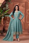 NEW ARRIVAL VICHITRA SILK EMBROIDERY, SEQUENCE & CODING WORK ANARKALI BOTTOM WITH DUPATTA RAMA