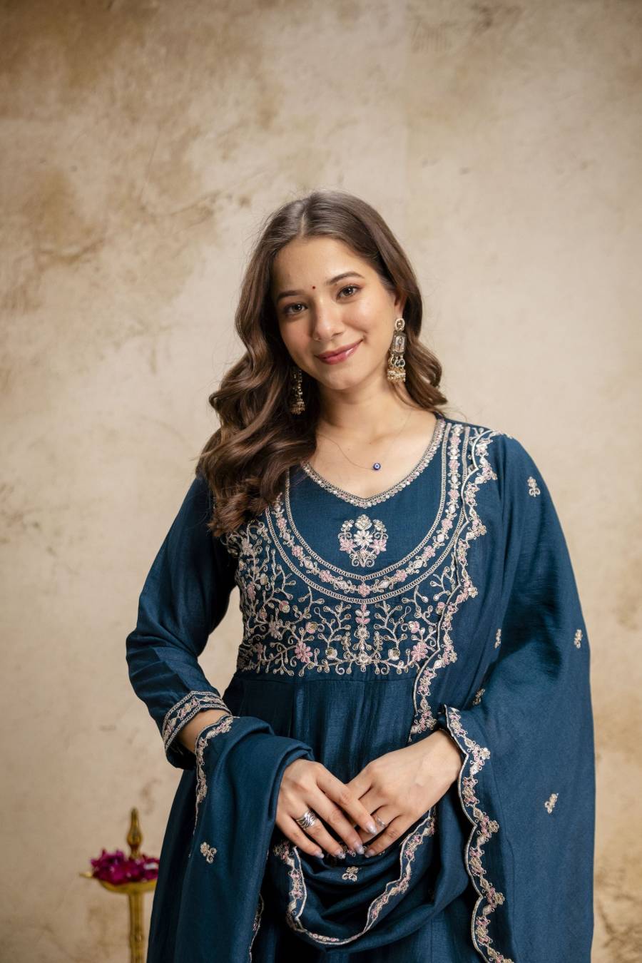 NEW ARRIVAL VICHITRA SILK SEQUENCE CODING EMBROIDERY WORK TOP BOTTOM WITH DUPATTA FESTIVE WEAR WHOLESALE PRICE ETHNIC GARMENT (14)