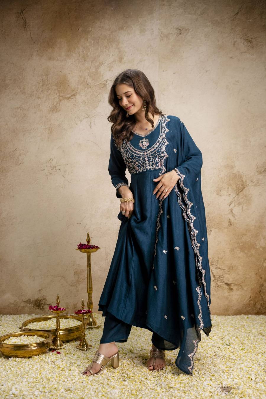 NEW ARRIVAL VICHITRA SILK SEQUENCE CODING EMBROIDERY WORK TOP BOTTOM WITH DUPATTA FESTIVE WEAR WHOLESALE PRICE ETHNIC GARMENT (15)