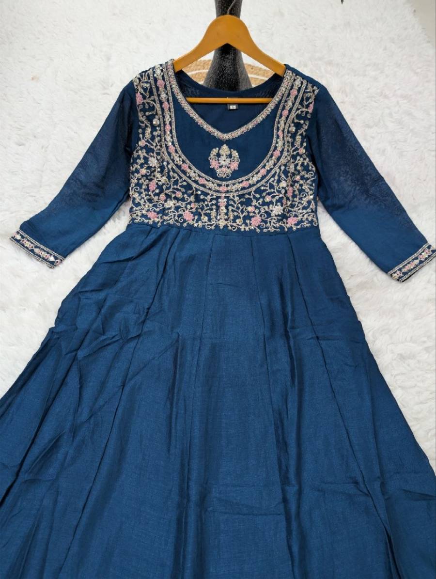 NEW ARRIVAL VICHITRA SILK SEQUENCE CODING EMBROIDERY WORK TOP BOTTOM WITH DUPATTA FESTIVE WEAR WHOLESALE PRICE ETHNIC GARMENT (23)