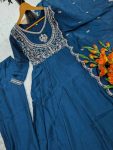 NEW ARRIVAL VICHITRA SILK SEQUENCE CODING EMBROIDERY WORK TOP BOTTOM WITH DUPATTA FESTIVE WEAR WHOLESALE PRICE ETHNIC GARMENT (18)