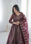 NEW ARRIVAL VISCOSE WEAVING JACQUARD REAL MIRROR LACE WORK GOWN BOTTOM WITH DUPATTA FESTIVAL WEAR WHOLESALE PRICE ETHNIC GARMENT (18)