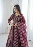 NEW ARRIVAL VISCOSE WEAVING JACQUARD REAL MIRROR LACE WORK GOWN BOTTOM WITH DUPATTA FESTIVAL WEAR WHOLESALE PRICE ETHNIC GARMENT (18)