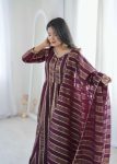 NEW ARRIVAL VISCOSE WEAVING JACQUARD REAL MIRROR LACE WORK GOWN BOTTOM WITH DUPATTA FESTIVAL WEAR WHOLESALE PRICE ETHNIC GARMENT (18)