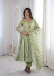 NEW ARRIVAL VISCOSE WEAVING JACQUARD REAL MIRROR LACE WORK GOWN BOTTOM WITH DUPATTA FESTIVAL WEAR WHOLESALE PRICE ETHNIC GARMENT (8)