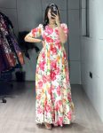 NEW ARRIVAL WIEGHTLESS PRINTED WITH DOUBLE FRILL PATTERNS WORK GOWN DAILY WEAR WHOLESALE PRICE ETHNIC GARMENT (1)