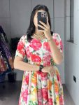NEW ARRIVAL WIEGHTLESS PRINTED WITH DOUBLE FRILL PATTERNS WORK GOWN DAILY WEAR WHOLESALE PRICE ETHNIC GARMENT (1)