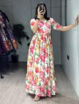 NEW ARRIVAL WIEGHTLESS PRINTED WITH DOUBLE FRILL PATTERNS WORK GOWN DAILY WEAR WHOLESALE PRICE ETHNIC GARMENT (1)