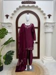 RICH LOOK AMERICAN SILK THREAD & SEQUENCE WORK TOP BOTTOM WITH DUPATTA FESTIVE WEAR WHOLESALE PRICE ETHNIC GARMENT (13)