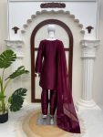 RICH LOOK AMERICAN SILK THREAD & SEQUENCE WORK TOP BOTTOM WITH DUPATTA FESTIVE WEAR WHOLESALE PRICE ETHNIC GARMENT (13)