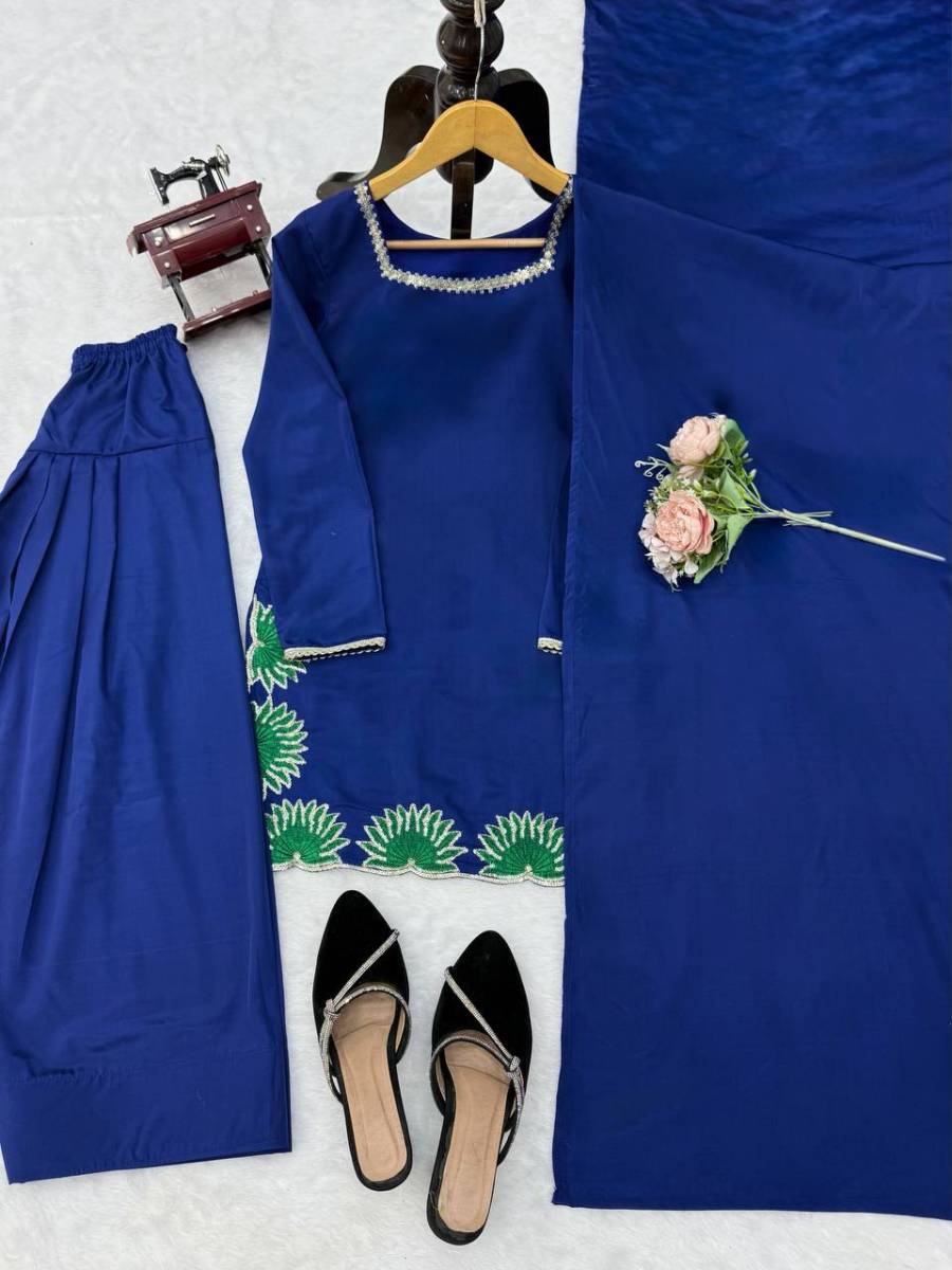 RICH LOOK AMERICAN SILK THREAD WITH SEQUENCE WORK TOP PATIYALA WITH DUPATTA FESTIVE WEAR WHOLESALE PRICE ETHNIC GARMENT (14)