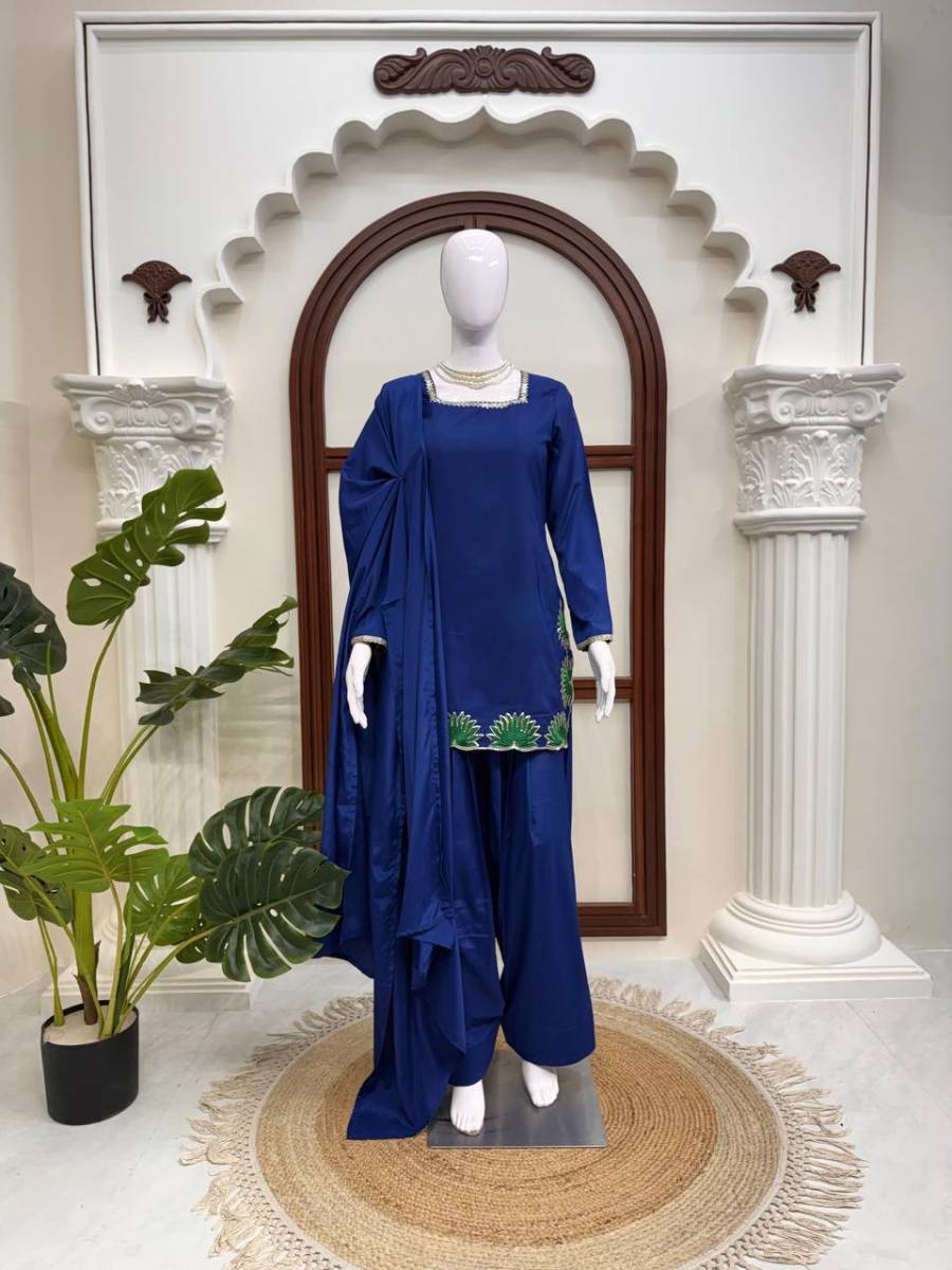 RICH LOOK AMERICAN SILK THREAD WITH SEQUENCE WORK TOP PATIYALA WITH DUPATTA FESTIVE WEAR WHOLESALE PRICE ETHNIC GARMENT (18)