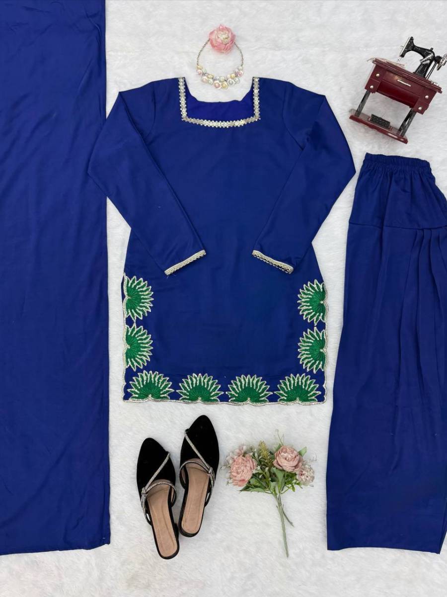 RICH LOOK AMERICAN SILK THREAD WITH SEQUENCE WORK TOP PATIYALA WITH DUPATTA FESTIVE WEAR WHOLESALE PRICE ETHNIC GARMENT (21)