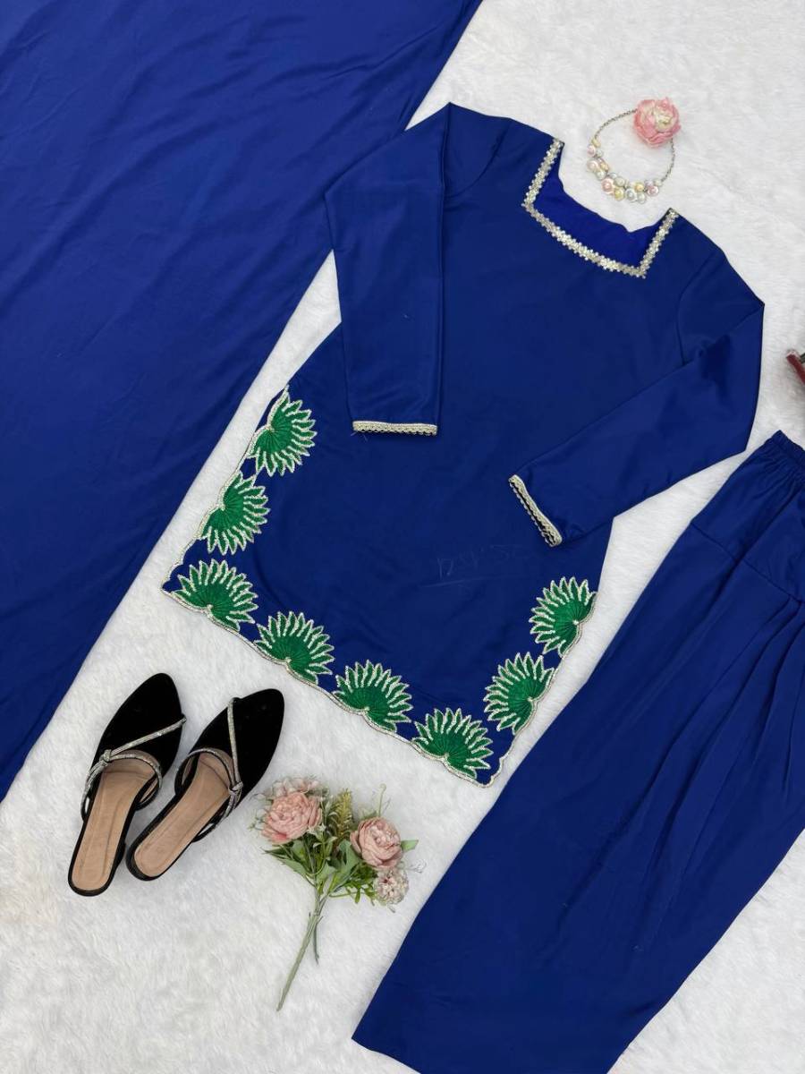 RICH LOOK AMERICAN SILK THREAD WITH SEQUENCE WORK TOP PATIYALA WITH DUPATTA FESTIVE WEAR WHOLESALE PRICE ETHNIC GARMENT (22)