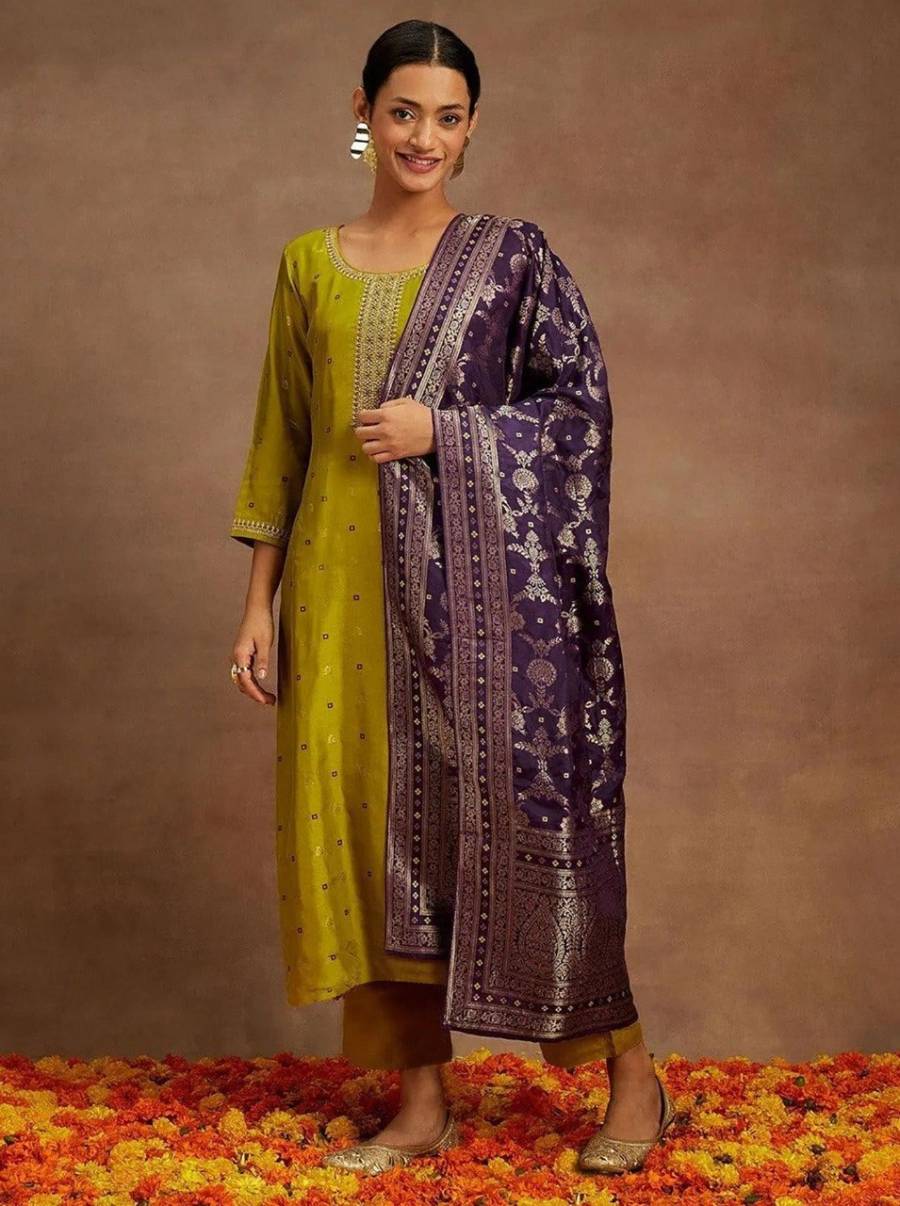 RICH LOOK ART SILK WEAVING WORK TOP BOTTOM WITH DUPATTA FESTIVE WEAR WHOLESALE PRICE ETHNIC GARMENT (3)
