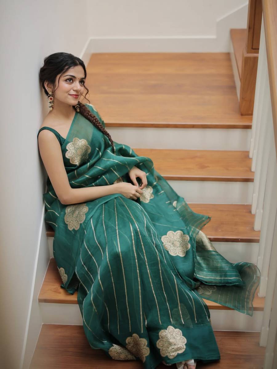 RICH LOOK BANARASI SILK WEAVING WORK SAREE WITH UNSTITCHED BLOUSE FESTIVAL WEAR WHOLESALE PRICE ETHNIC GARMENT (10)