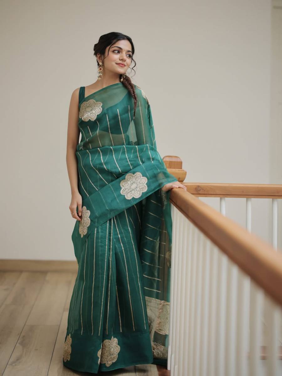 RICH LOOK BANARASI SILK WEAVING WORK SAREE WITH UNSTITCHED BLOUSE FESTIVAL WEAR WHOLESALE PRICE ETHNIC GARMENT (12)
