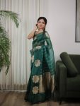 RICH LOOK BANARASI SILK WEAVING WORK SAREE WITH UNSTITCHED BLOUSE FESTIVAL WEAR WHOLESALE PRICE ETHNIC GARMENT (12)